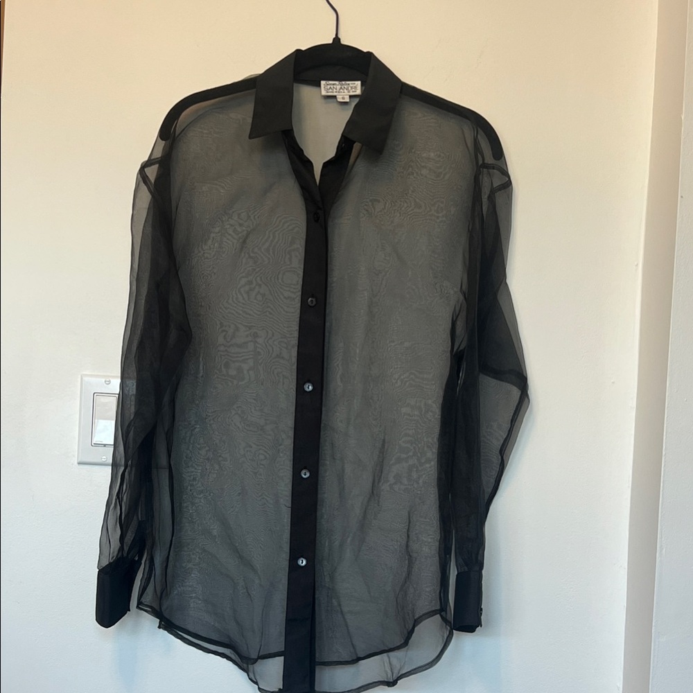 Vintage Sheer Button Up Blouse - Sonya Ratay for San Andre 1991